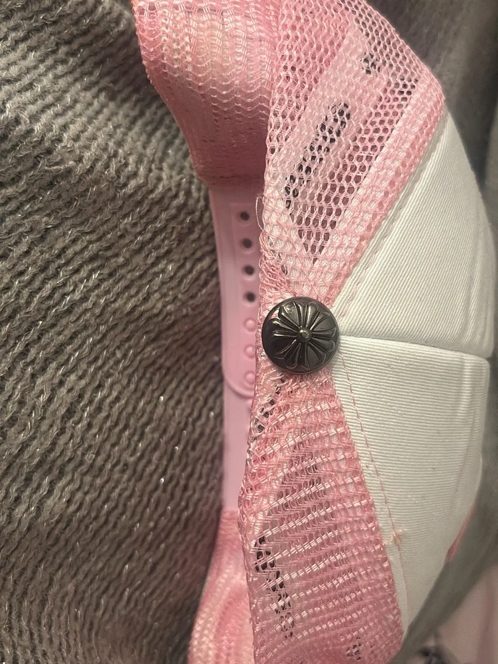Pink & White Kids Trucker Hat - CH Embroidered Patch
